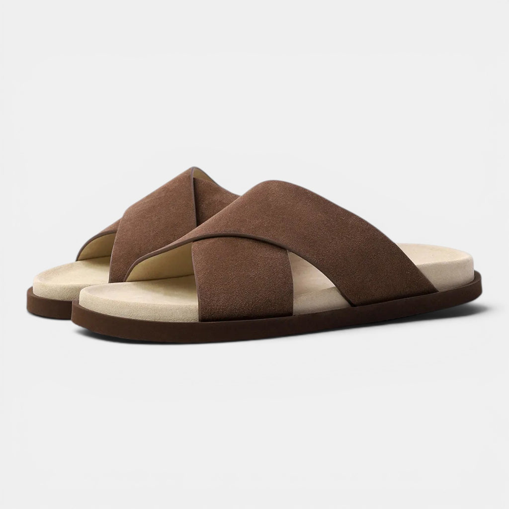 Monvaline | Men's Classic Suede Flip Flops Flat Sole Casual Beach Sandals