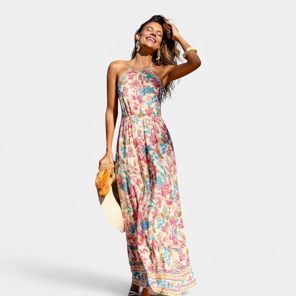 Monvaline | Women's Floral Maxi Dress for Summer Holidays & Events