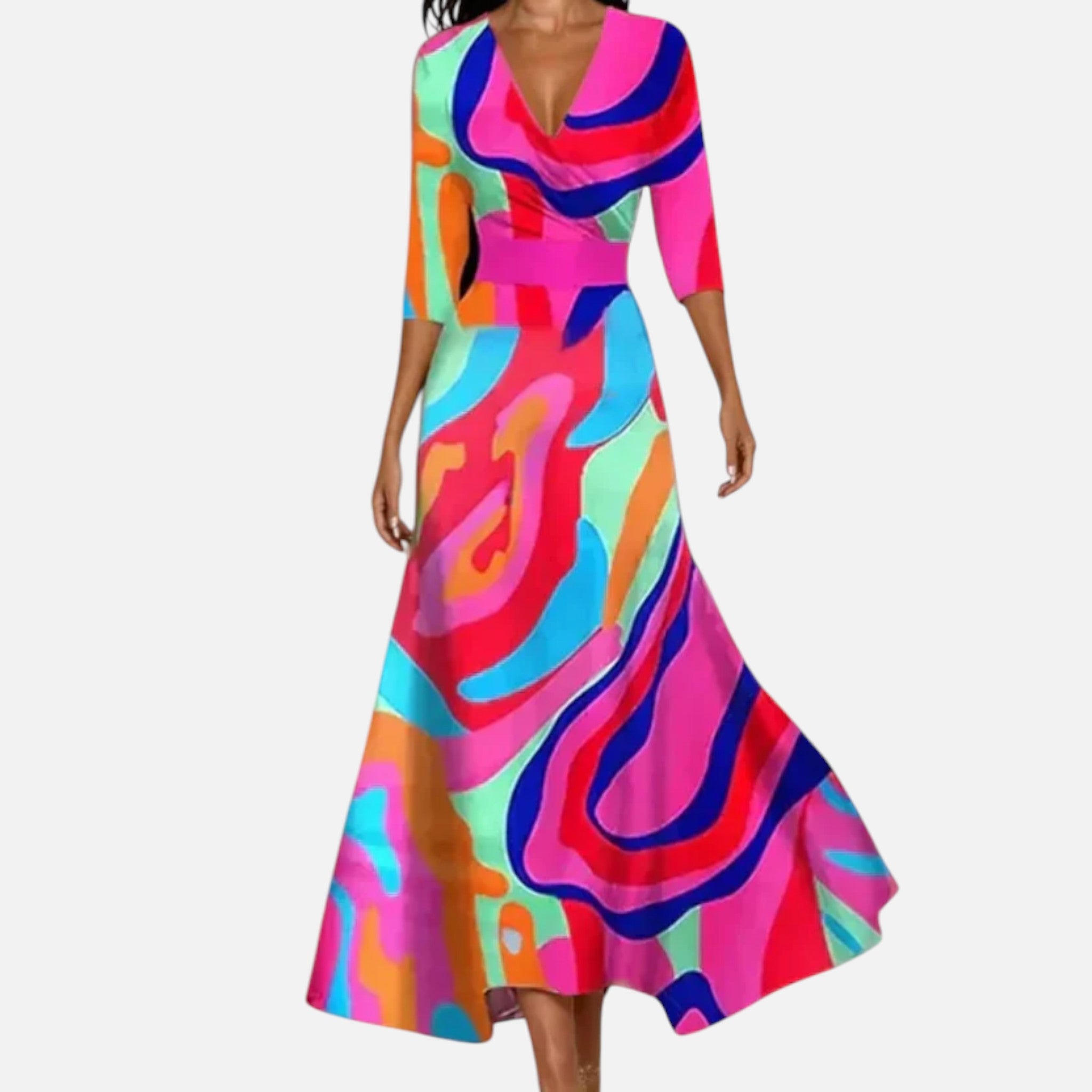 Monvaline | Women’s Floral Midi Dress Comfortable Lightweight Summer Wear