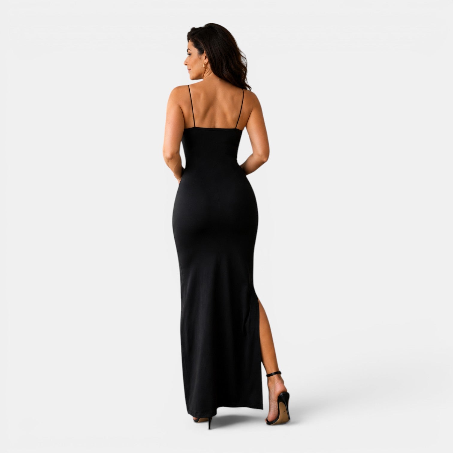 Monvaline | Women’s Ruched High-Slit Maxi Dress