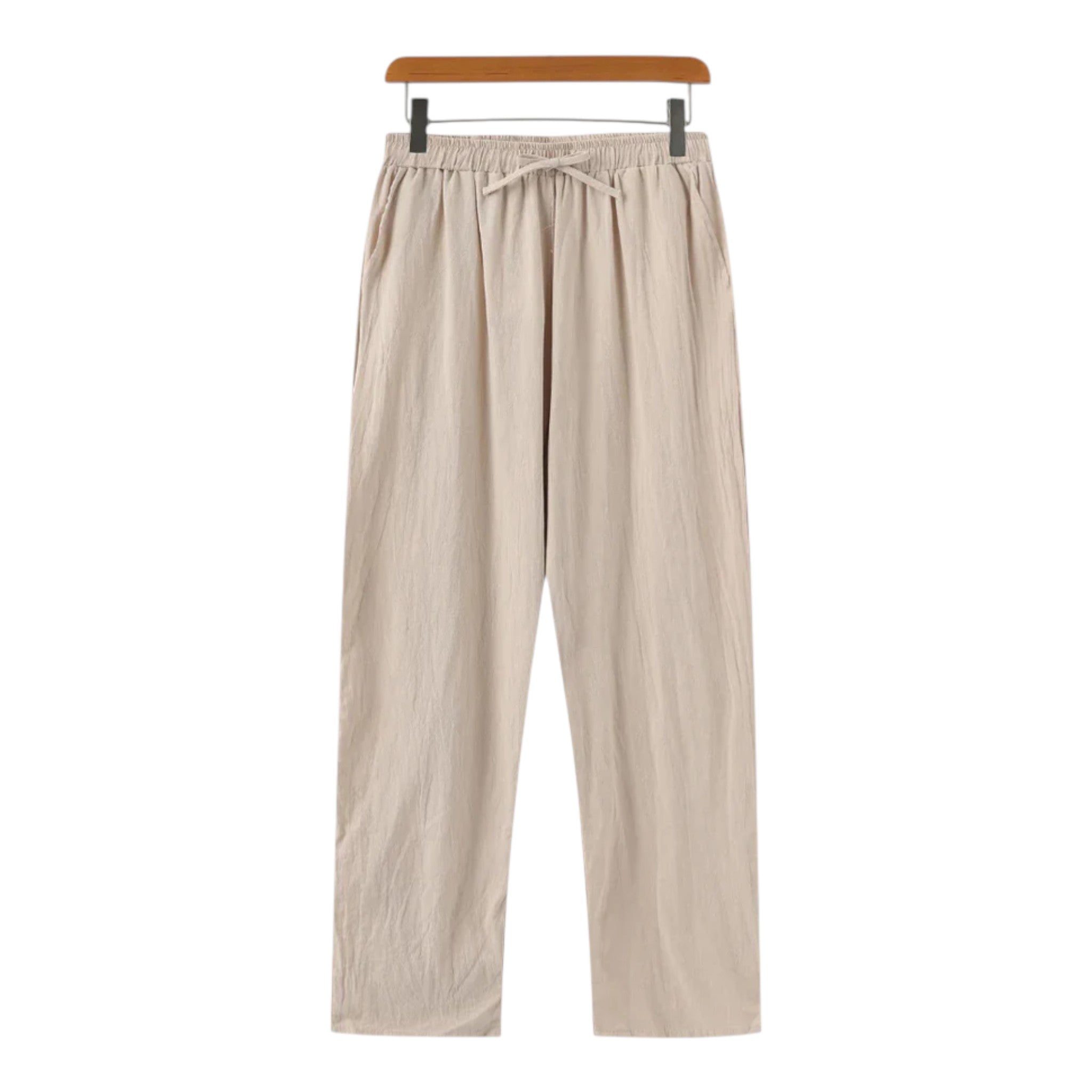 Monvaline | Men’s Linen Pants Breathable Comfort Relaxed Fit Summer Trousers