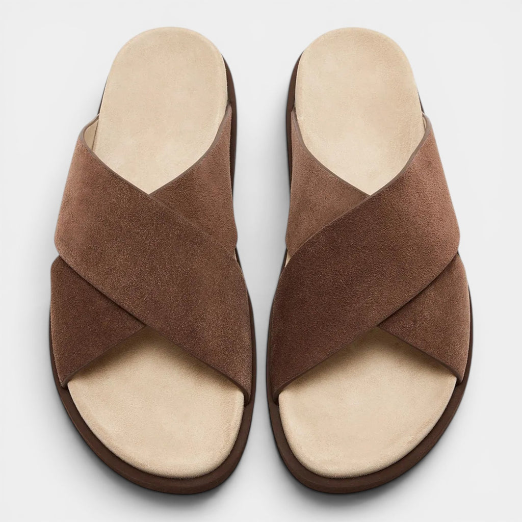 Monvaline | Men's Classic Suede Flip Flops Flat Sole Casual Beach Sandals