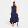 Monvaline | Women's Sleeveless Polka Dot Maxi Dress for Holidays & Beachwear