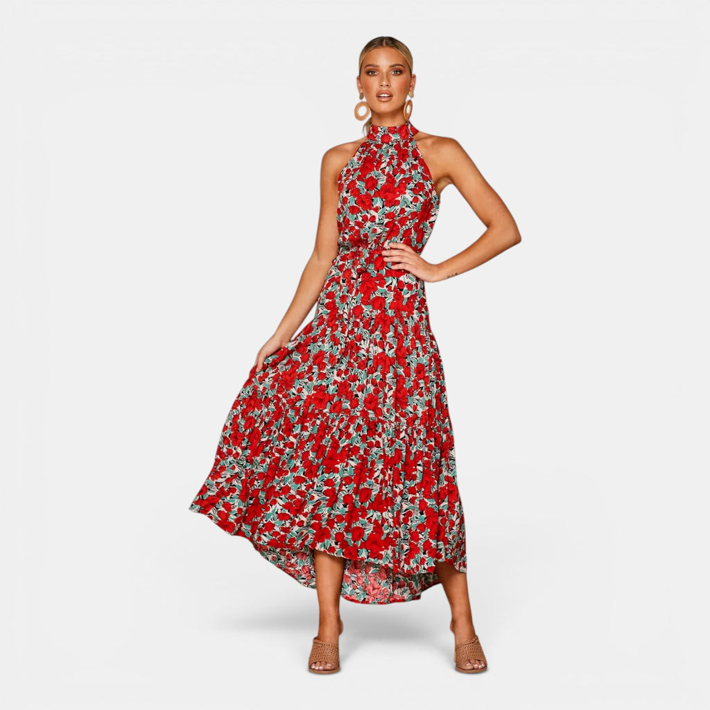 Monvaline | Women's Sleeveless Polka Dot Maxi Dress for Holidays & Beachwear