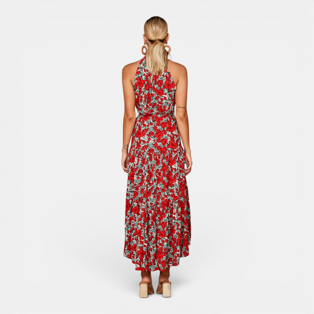 Monvaline | Women's Sleeveless Polka Dot Maxi Dress for Holidays & Beachwear