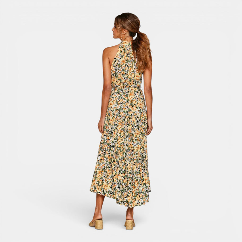 Monvaline | Women's Sleeveless Polka Dot Maxi Dress for Holidays & Beachwear