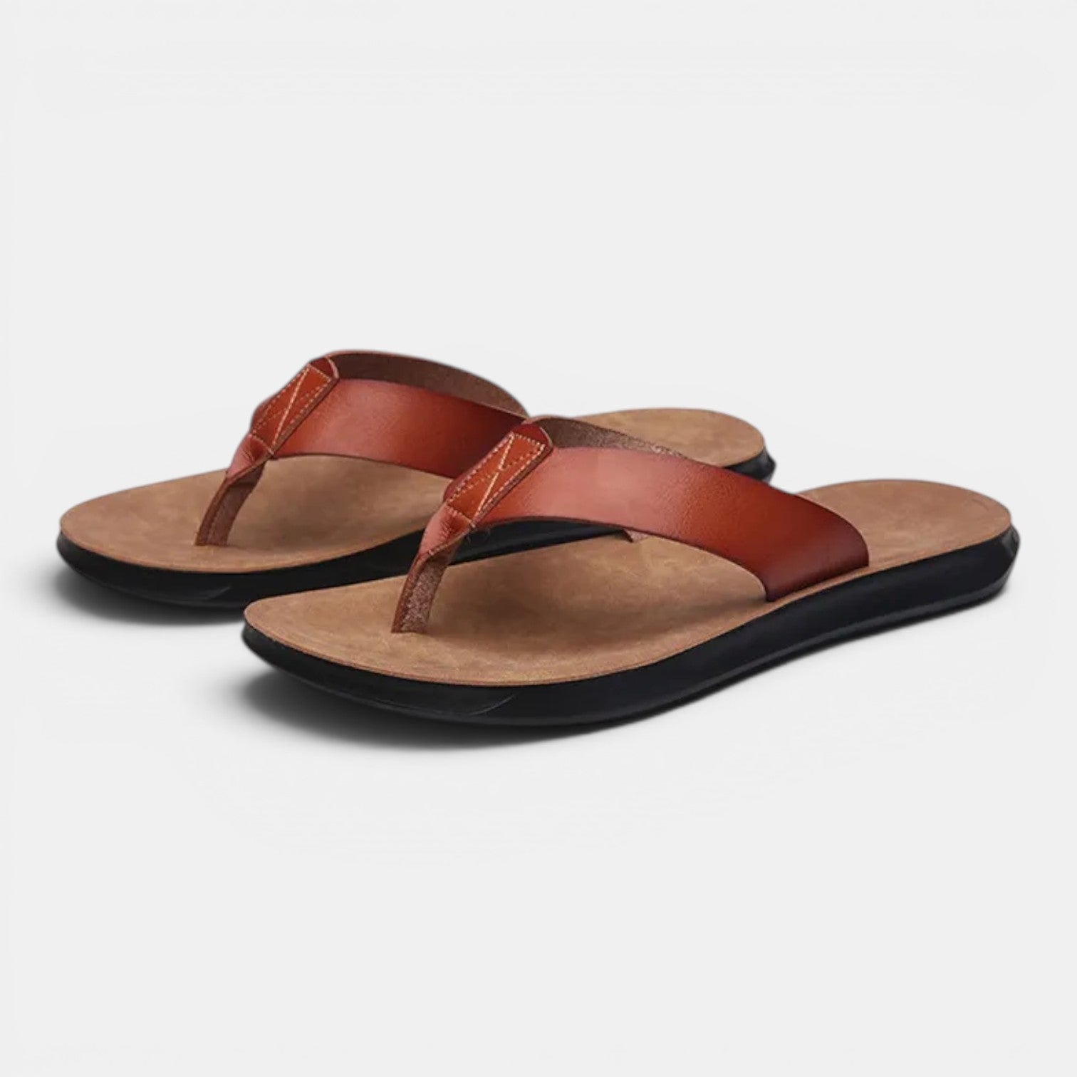Monvaline | Men's Comfortable Leather Toe Post Sandals for Everyday Wear