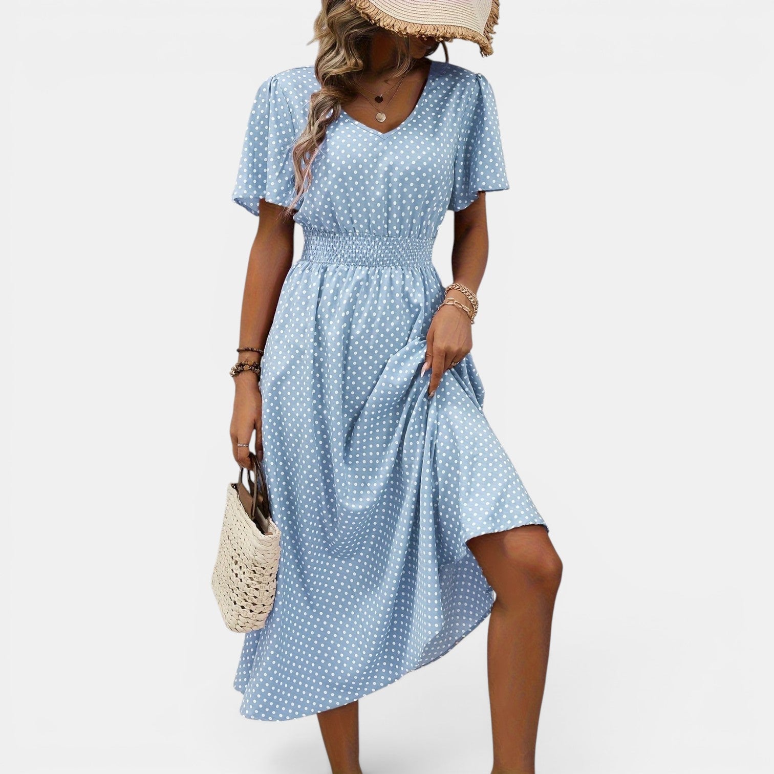 Monvaline | Women’s Elegant Holiday Midi Dress Lightweight Summer Fit