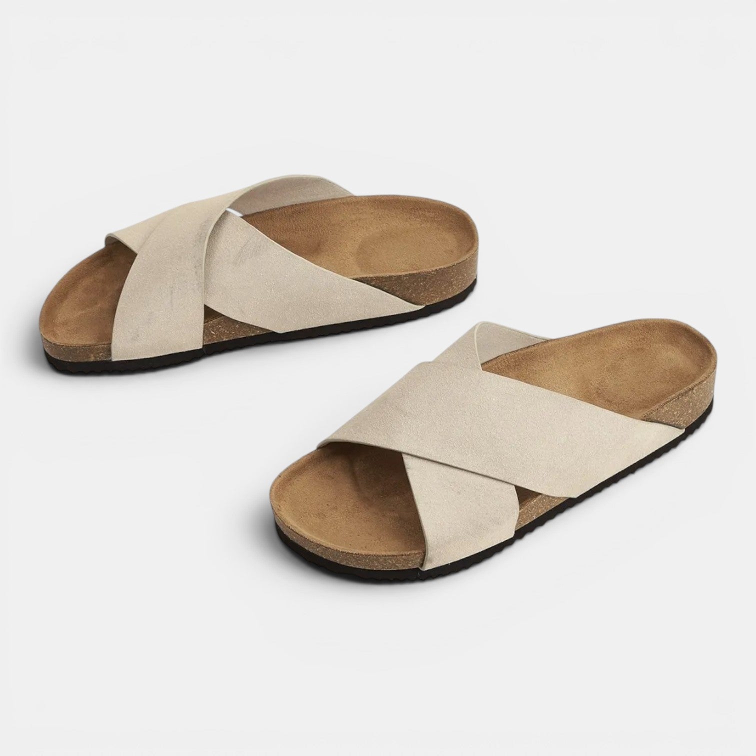 Monvaline | Women's Comfortable Suede Roman Sandals with Cross Straps