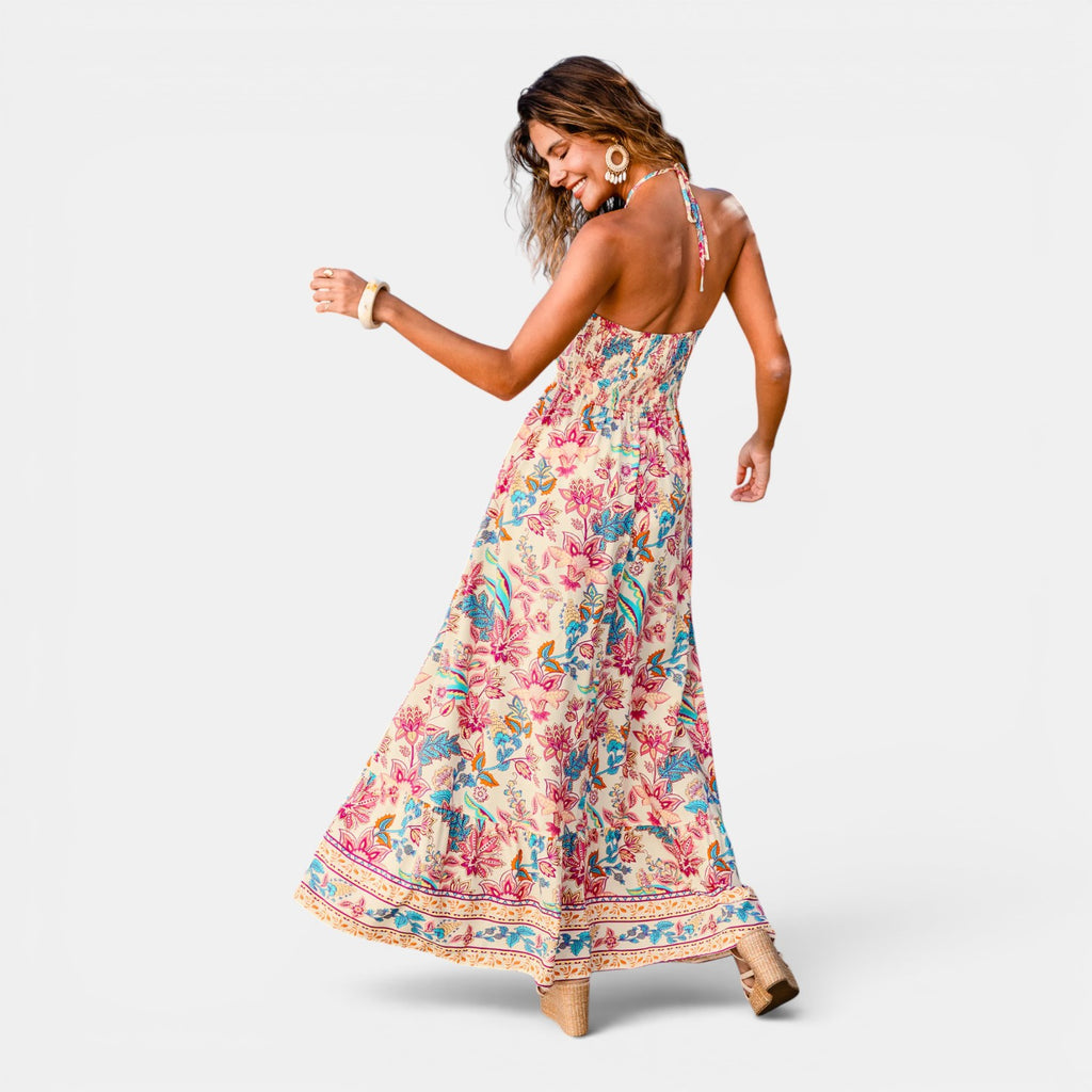 Monvaline | Women's Floral Maxi Dress for Summer Holidays & Events