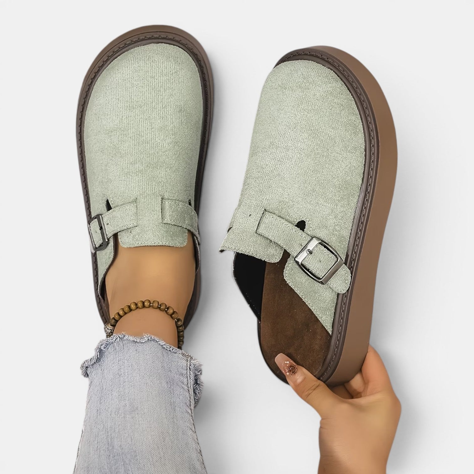 Monvaline | Women's Mule Loafers Comfortable Slip-On Casual Shoes