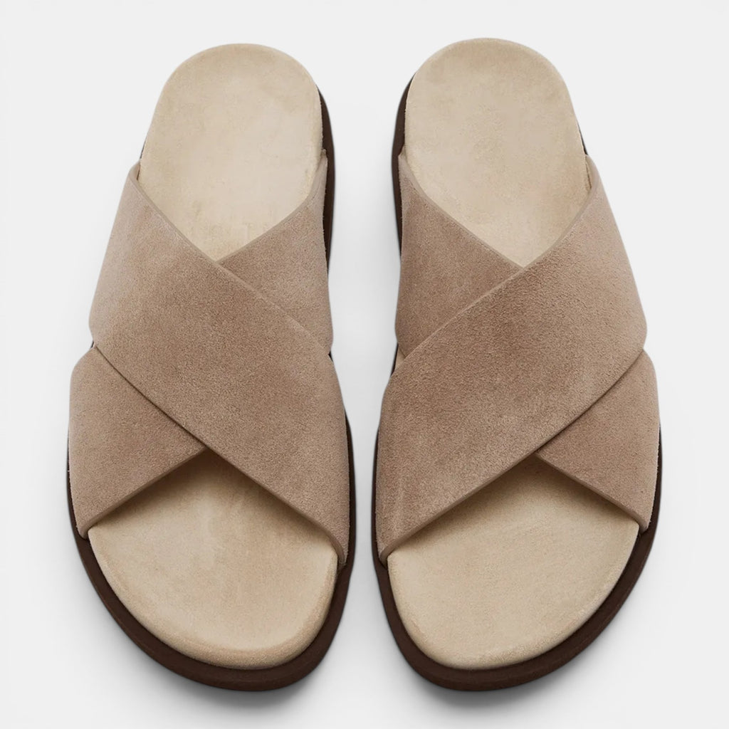 Monvaline | Men's Classic Suede Flip Flops Flat Sole Casual Beach Sandals