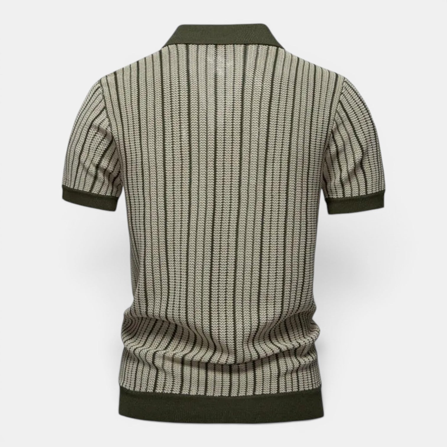 Monvaline | Men's Knitted Striped Shirt Lightweight Summer Relaxed Fit