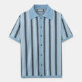 Monvaline | Men's Striped Knit Polo Shirt Smart Casual Summer Wear