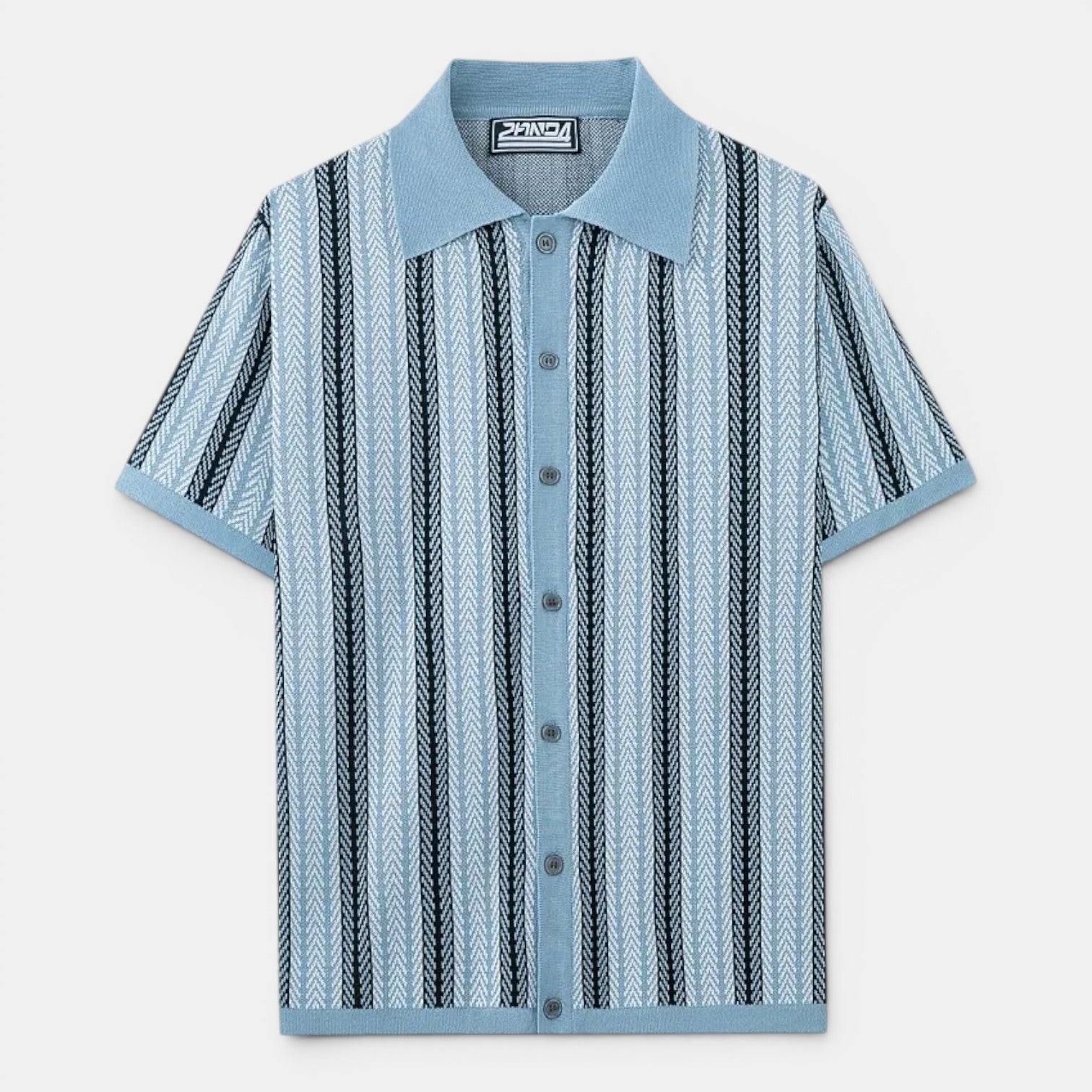 Monvaline | Men's Striped Knit Polo Shirt Smart Casual Summer Wear