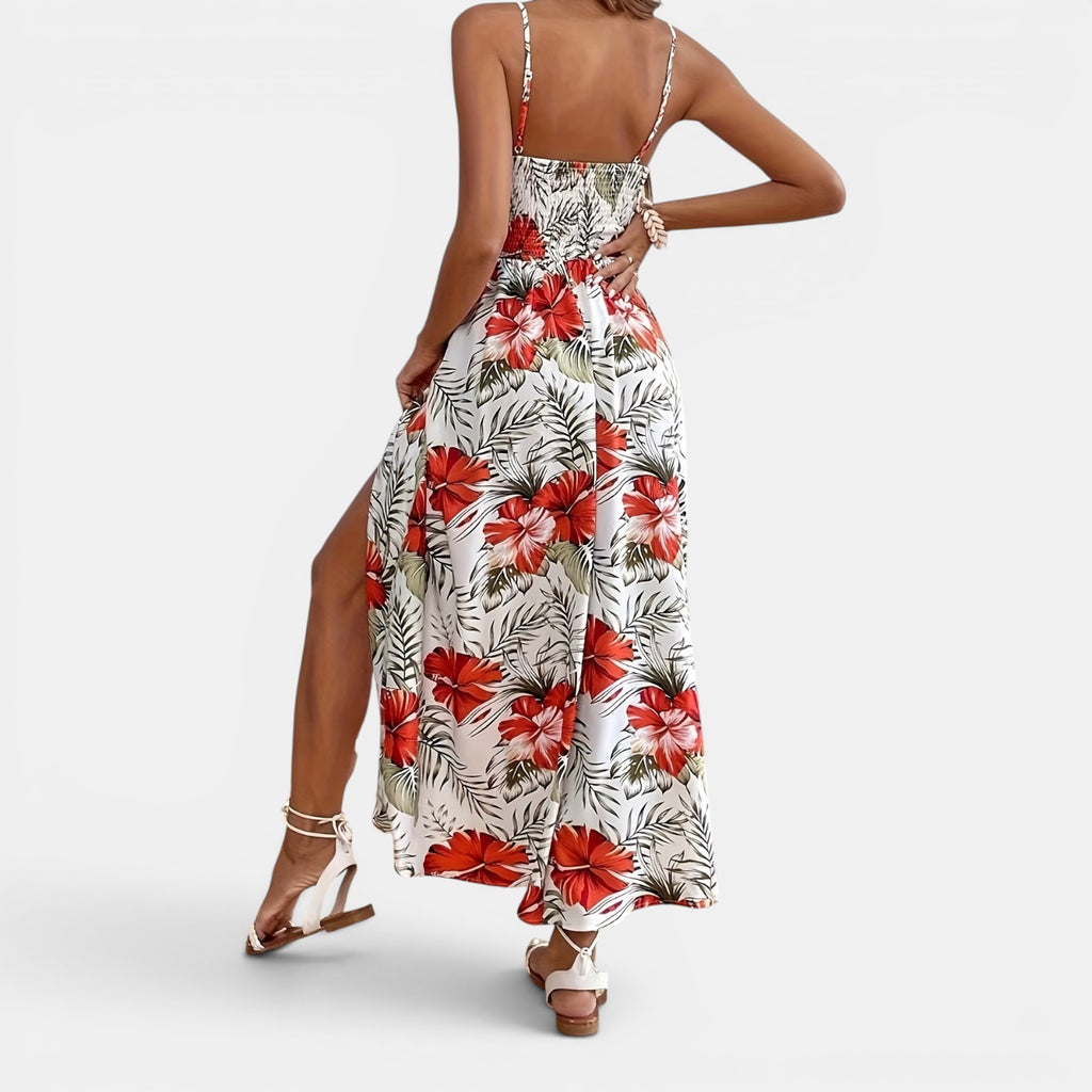 Monvaline | Women’s Summer Floral Maxi Dress – Split Beach Holiday Dress