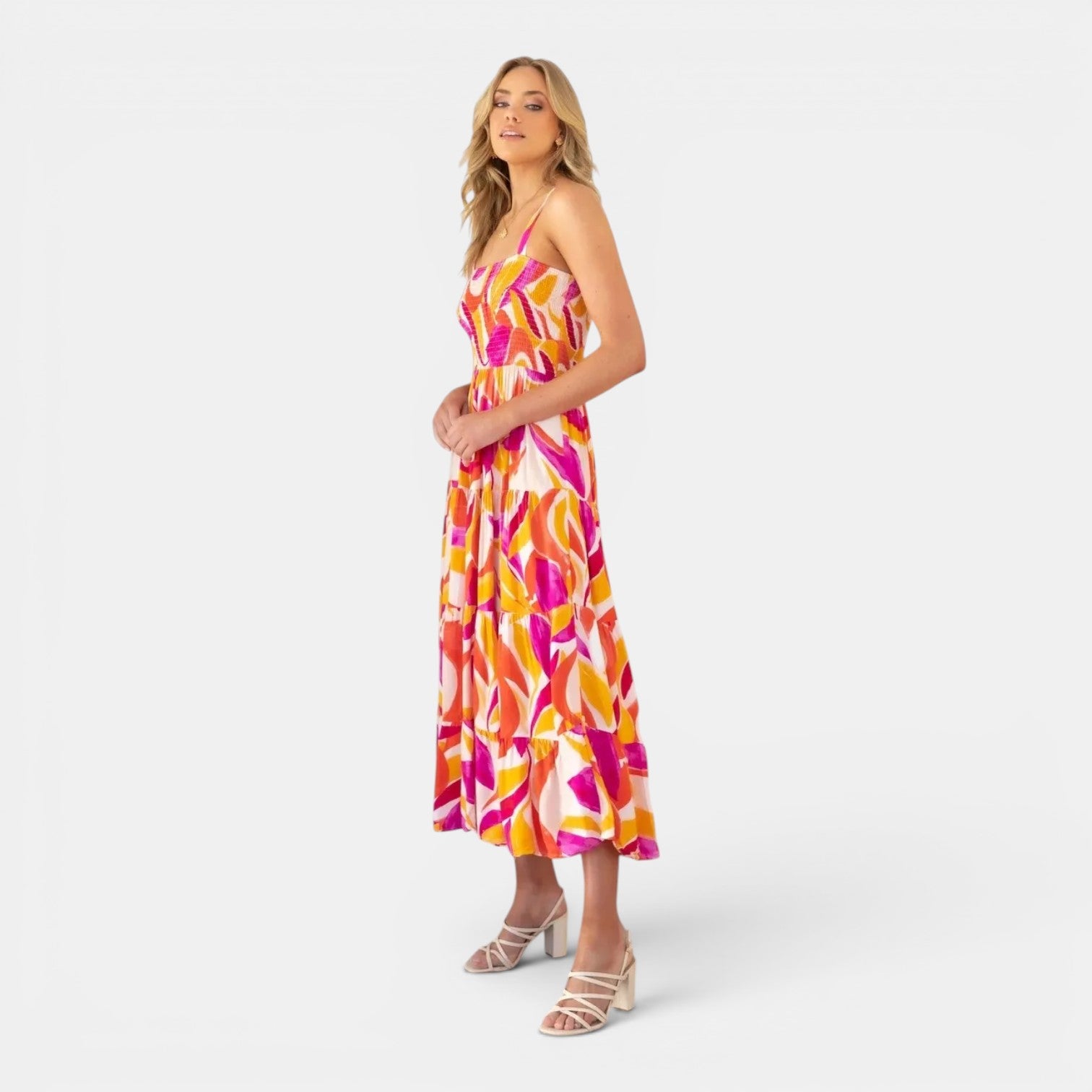 Monvaline | Women's Floral Midi Dress for Holidays & Summer Occasions