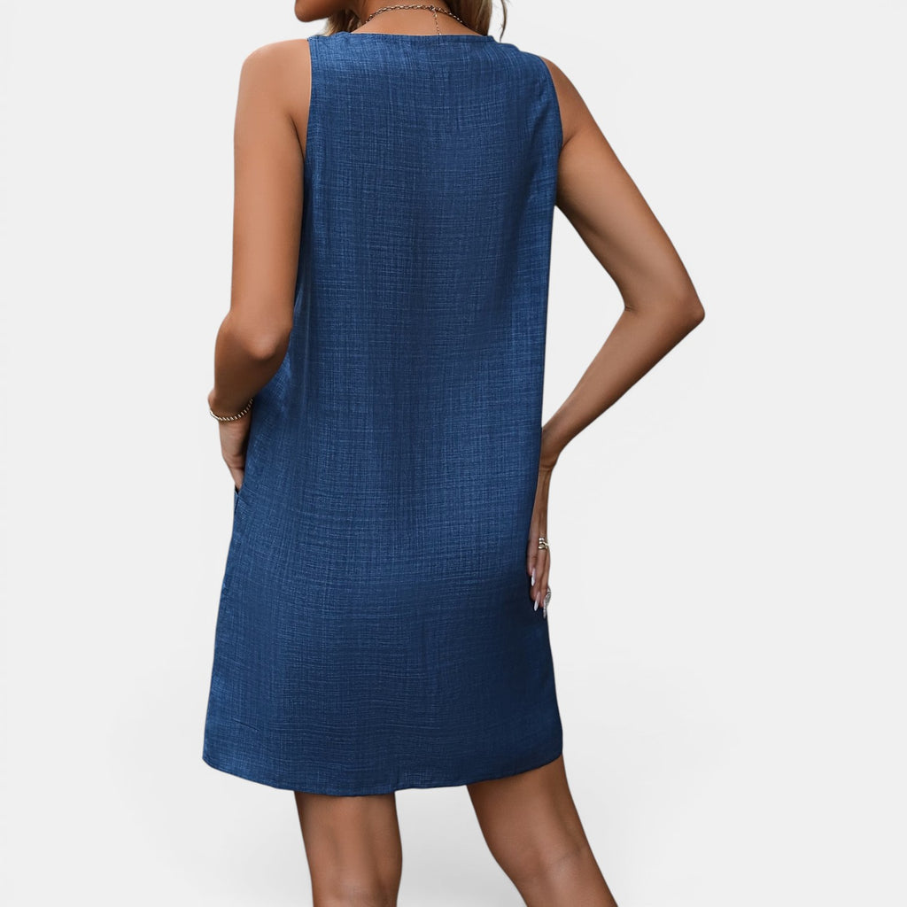 Monvaline | Women’s Sleeveless Summer Dress – Elegant Holiday Midi Dress