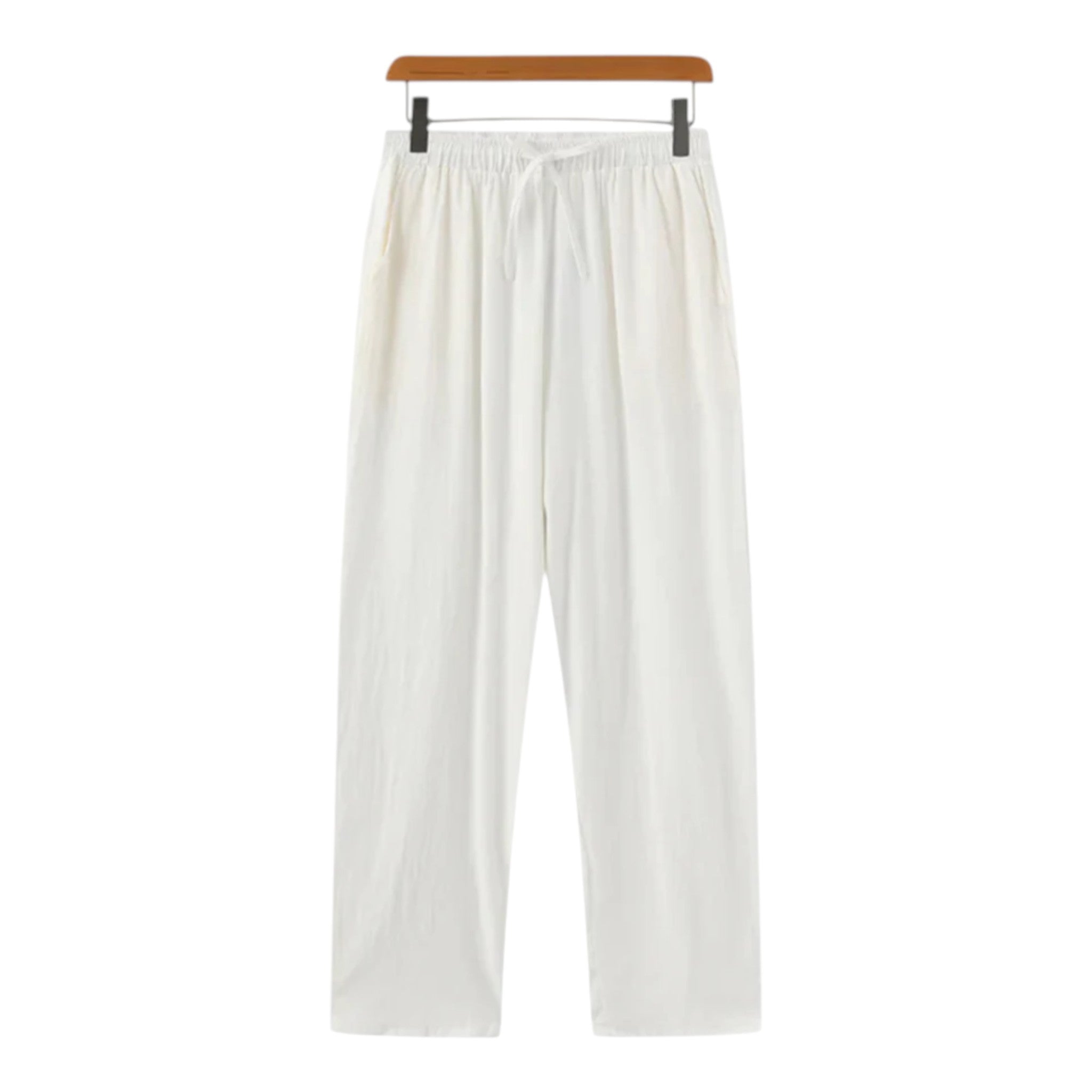 Monvaline | Men’s Linen Pants Breathable Comfort Relaxed Fit Summer Trousers
