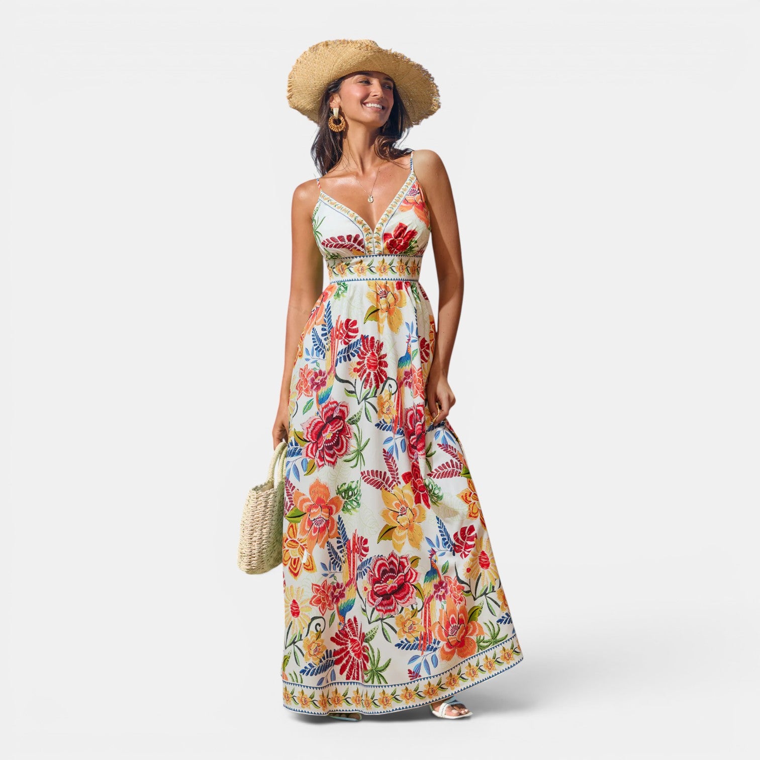 Monvaline | Women's Floral Maxi Dress for Summer Holidays and Events