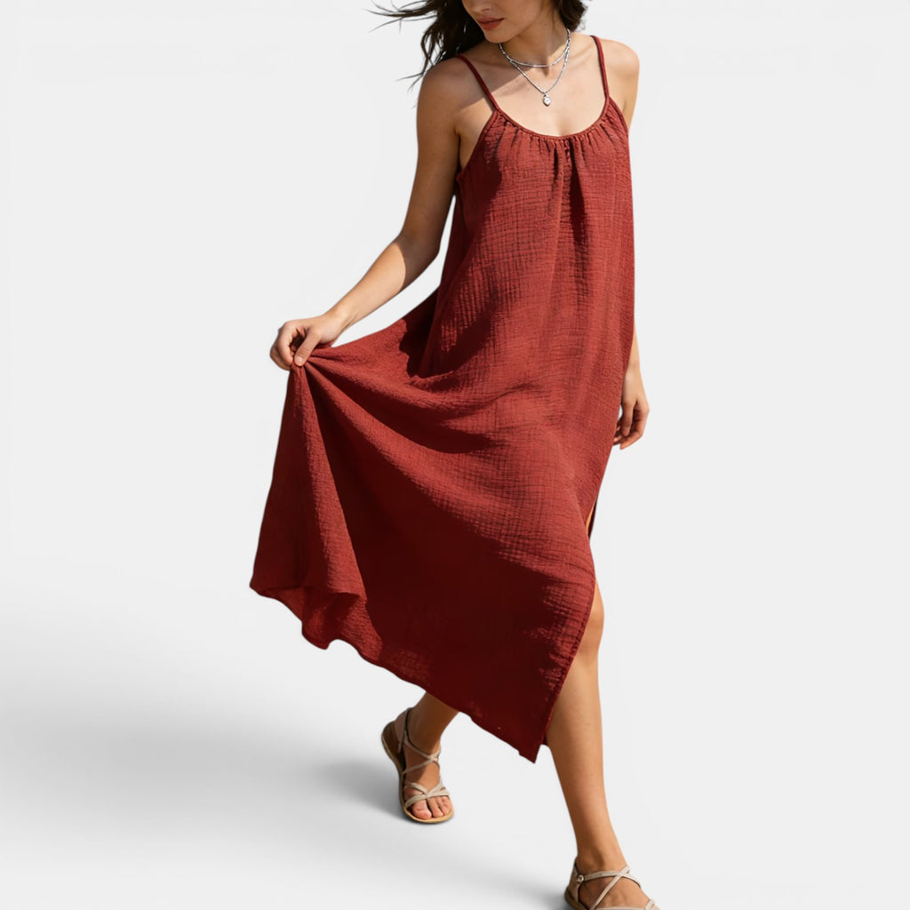 Monvaline | Women’s Sleeveless Holiday Midi Dress – Comfortable Summer Fit