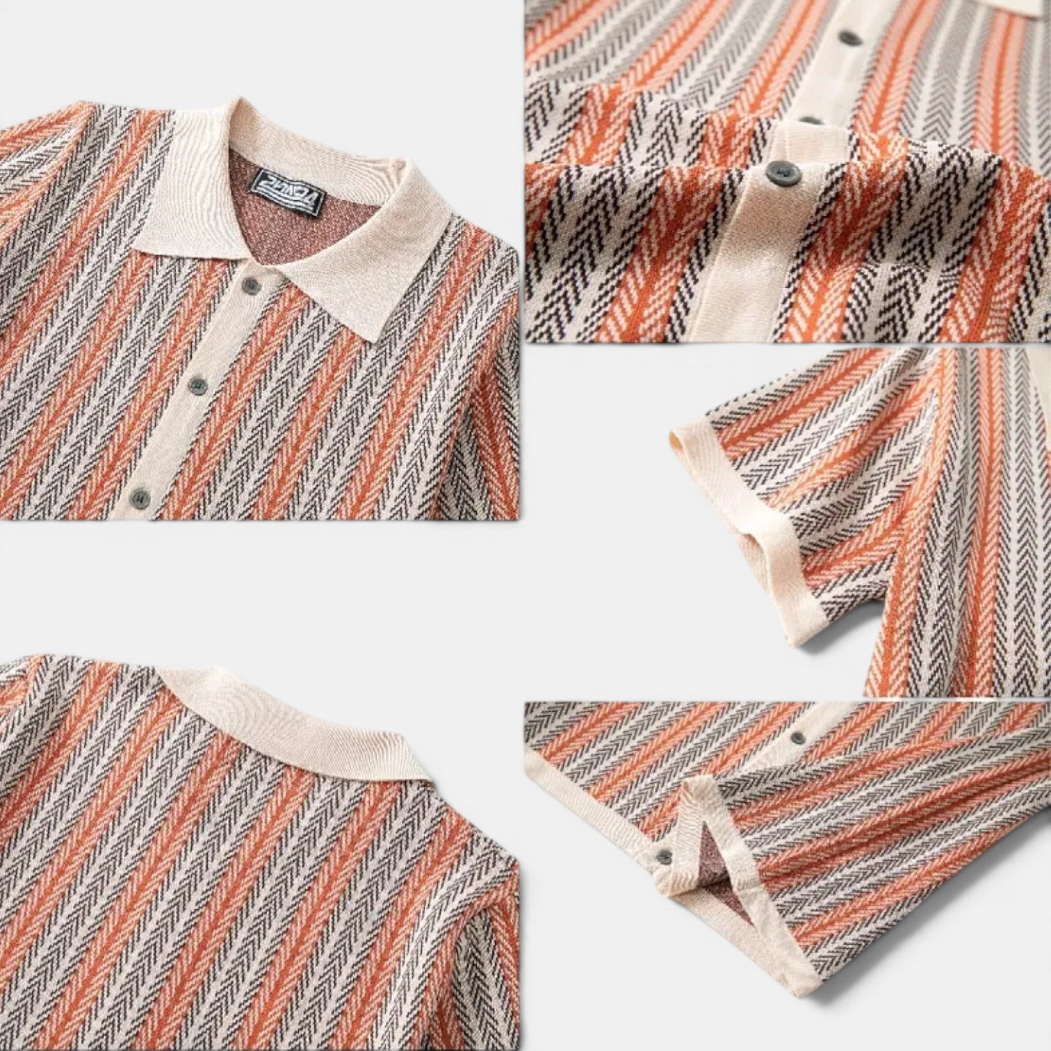 Monvaline | Men's Striped Knit Polo Shirt Smart Casual Summer Wear