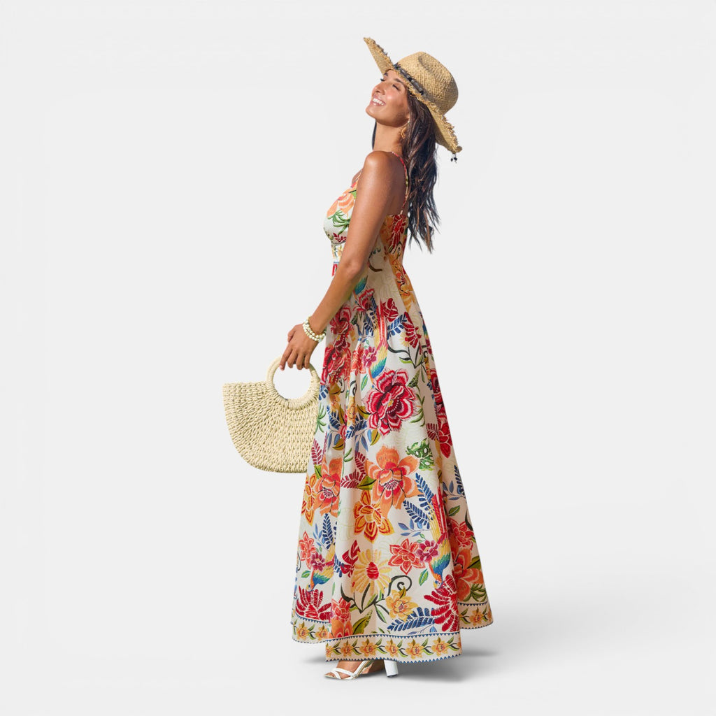 Monvaline | Women's Floral Maxi Dress for Summer Holidays and Events