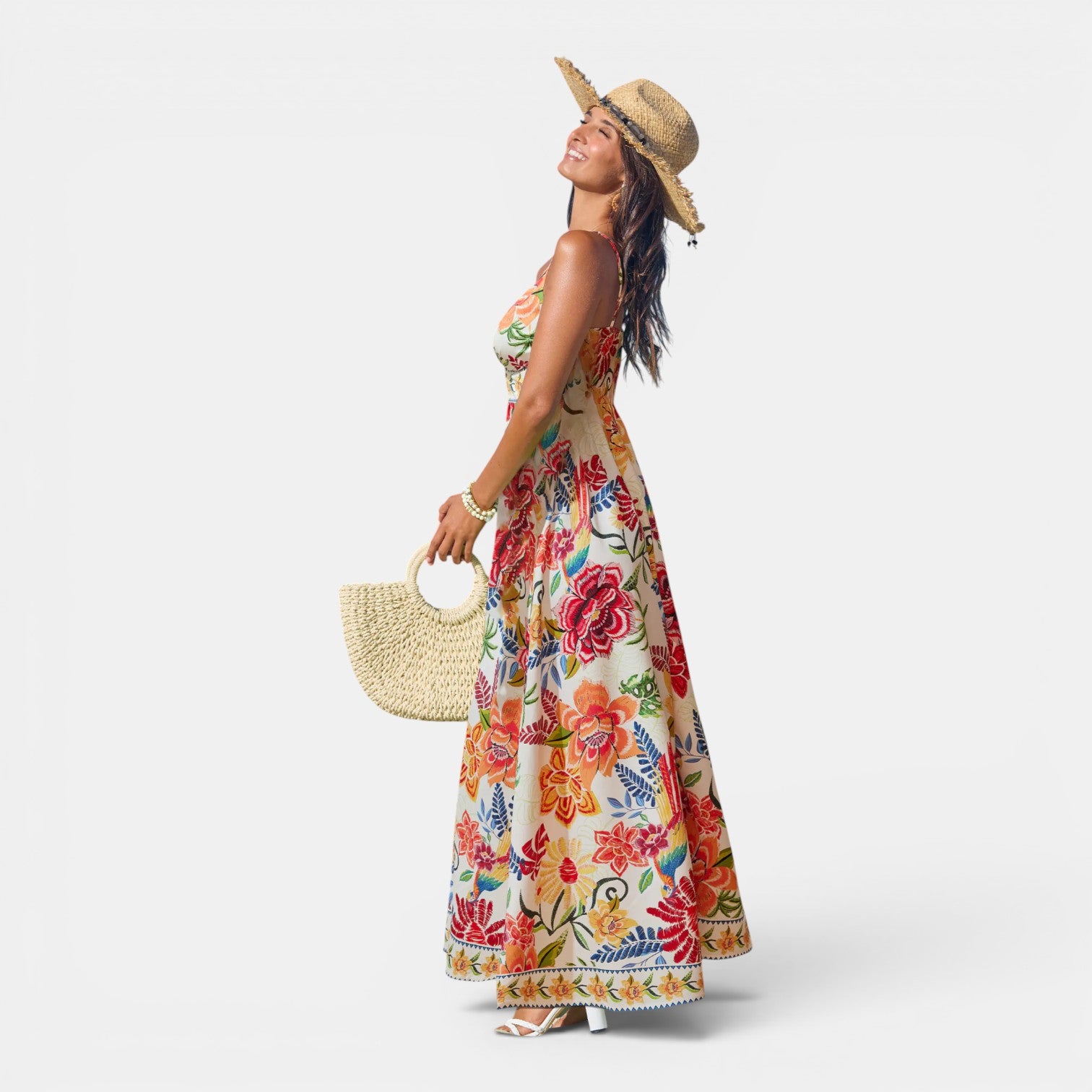Monvaline | Women's Floral Maxi Dress for Summer Holidays and Events
