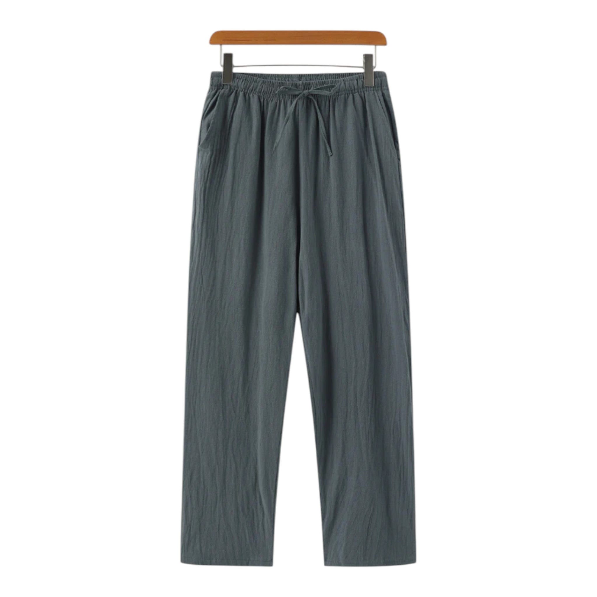 Monvaline | Men’s Linen Pants Breathable Comfort Relaxed Fit Summer Trousers