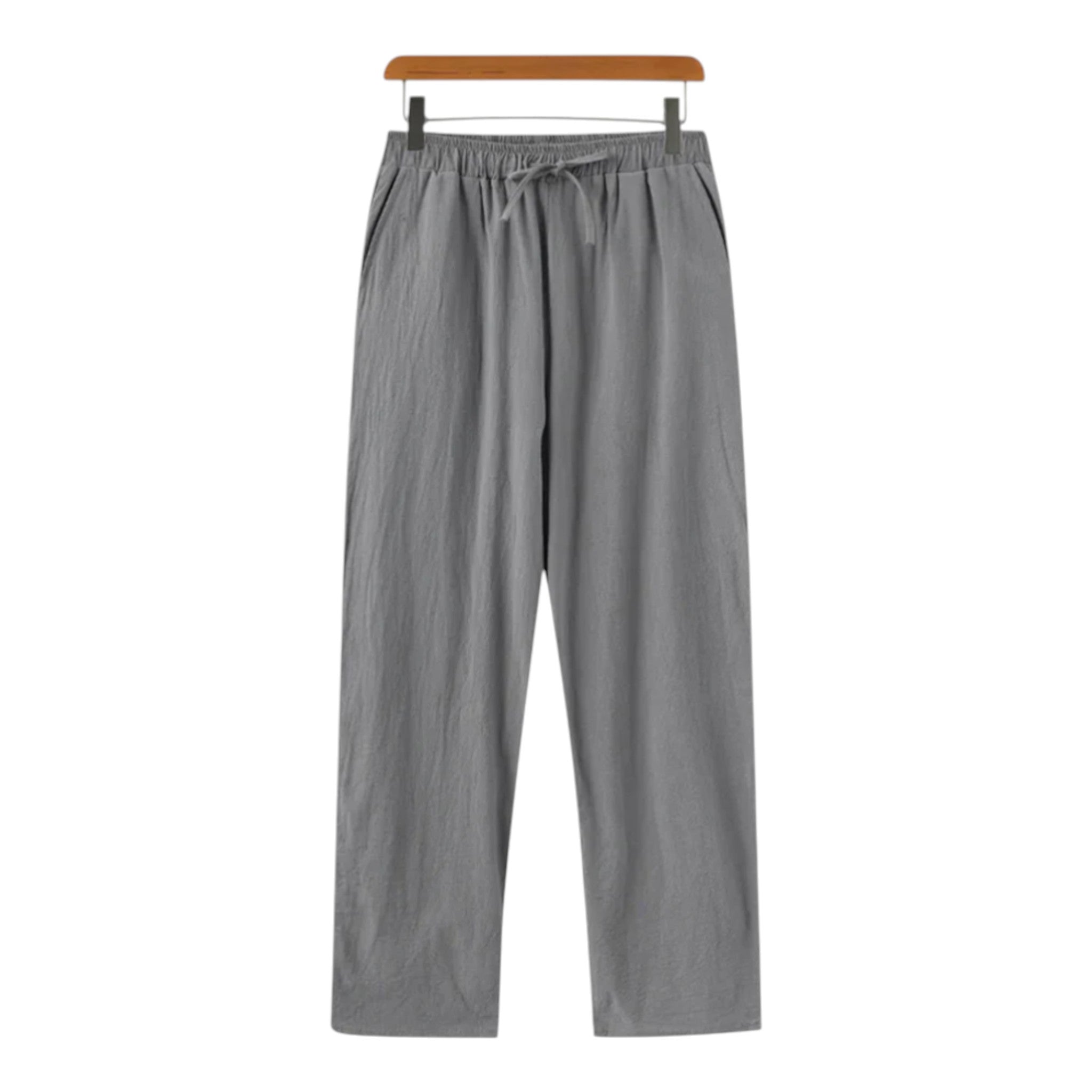 Monvaline | Men’s Linen Pants Breathable Comfort Relaxed Fit Summer Trousers