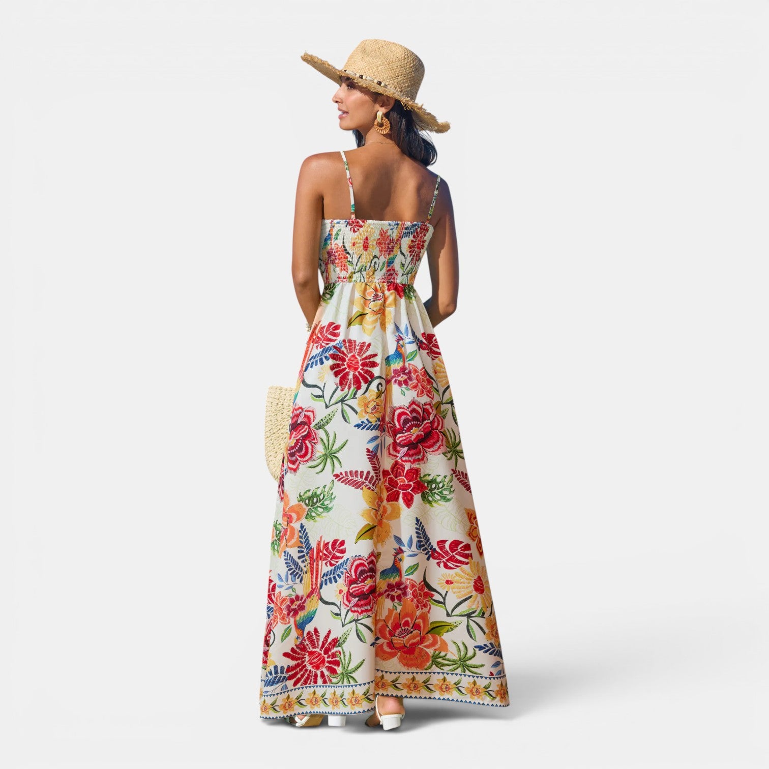 Monvaline | Women's Floral Maxi Dress for Summer Holidays and Events