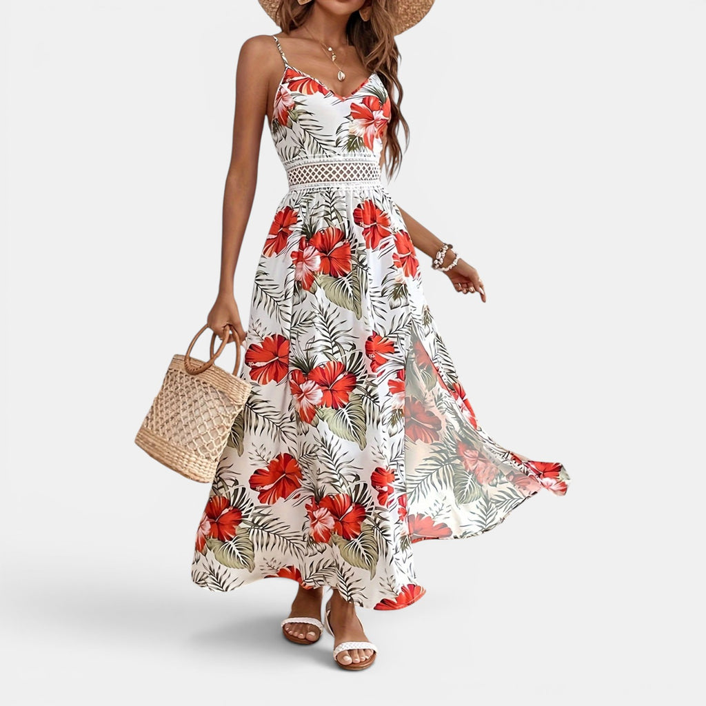Monvaline | Women’s Summer Floral Maxi Dress – Split Beach Holiday Dress