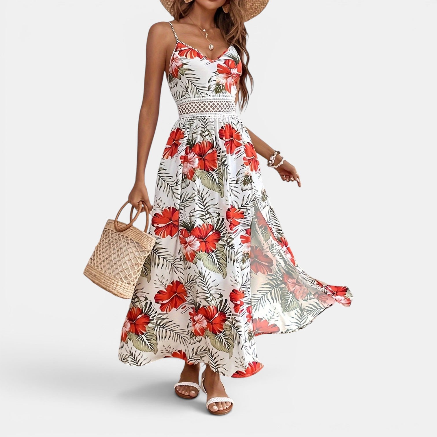 Monvaline | Women’s Summer Floral Maxi Dress – Split Beach Holiday Dress