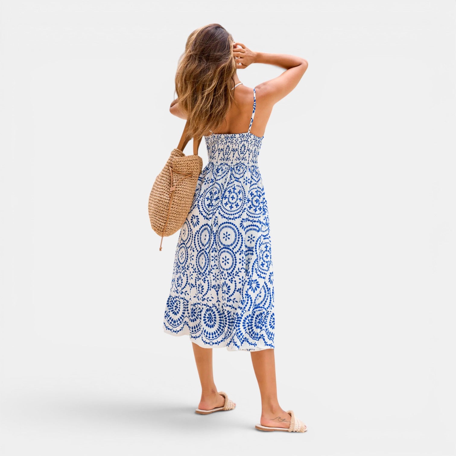 Monvaline | Women's Summer Midi Dress V-Neck Sleeveless Holiday Dress