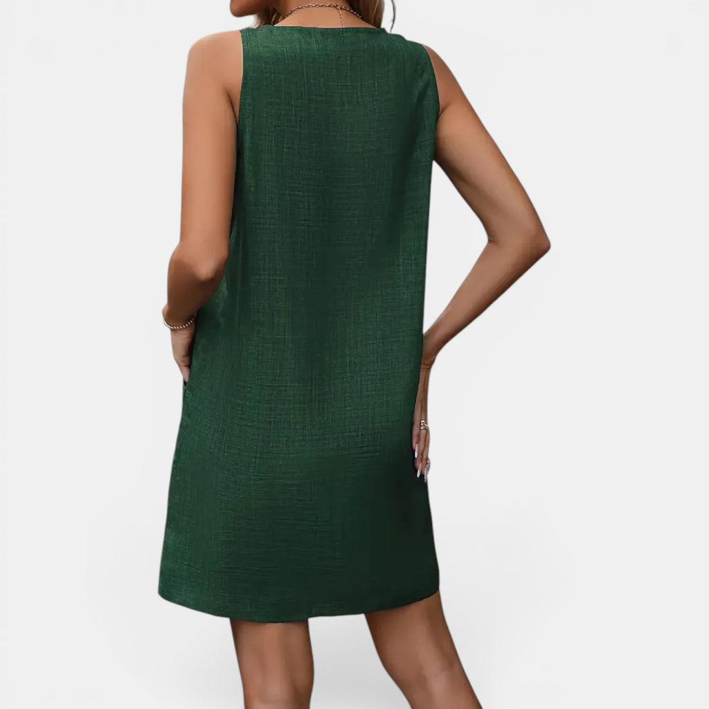 Monvaline | Women’s Sleeveless Summer Dress – Elegant Holiday Midi Dress