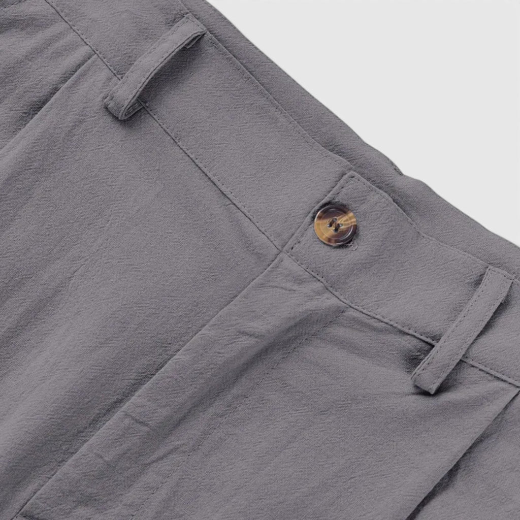 Monvaline | Men's Linen Smart Casual Trousers Straight Leg Loose Fit