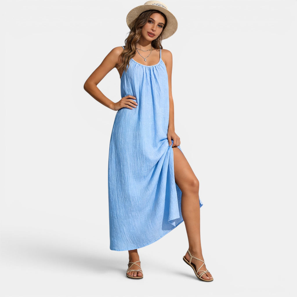 Monvaline | Women’s Sleeveless Holiday Midi Dress – Comfortable Summer Fit