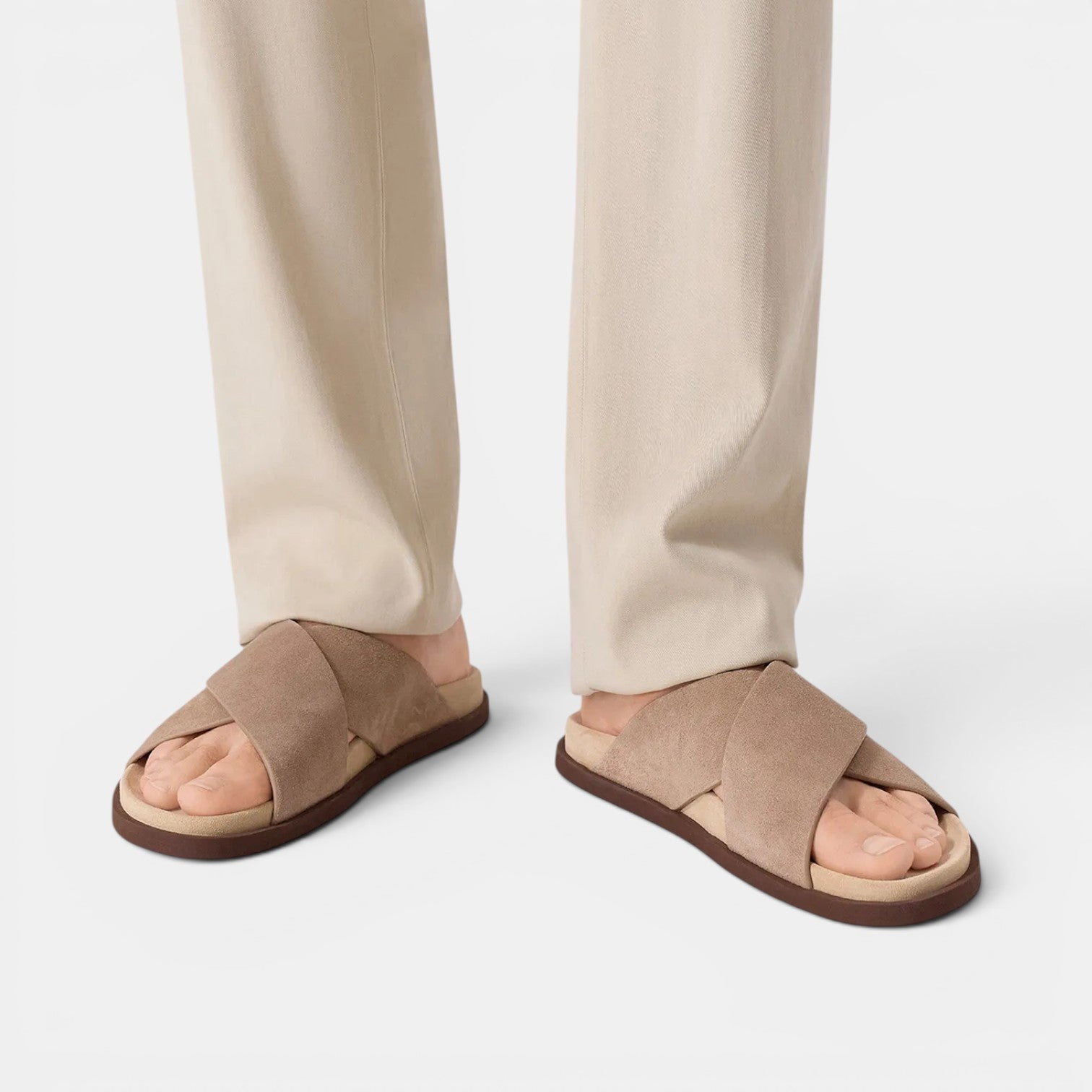 Monvaline | Men's Classic Suede Flip Flops Flat Sole Casual Beach Sandals