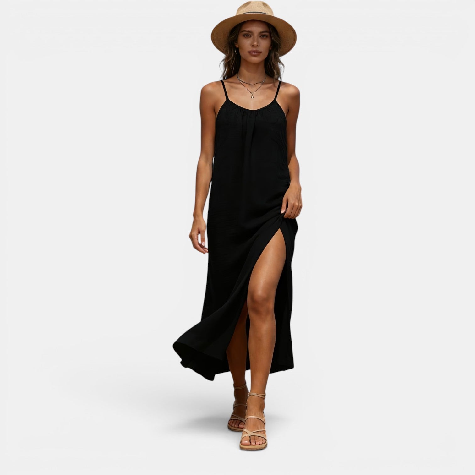 Monvaline | Women’s Sleeveless Holiday Midi Dress – Comfortable Summer Fit