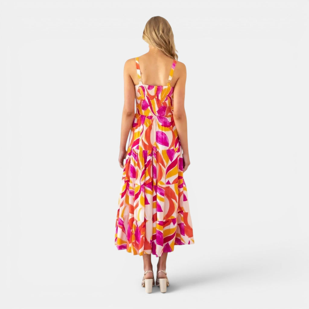 Monvaline | Women's Floral Midi Dress for Holidays & Summer Occasions