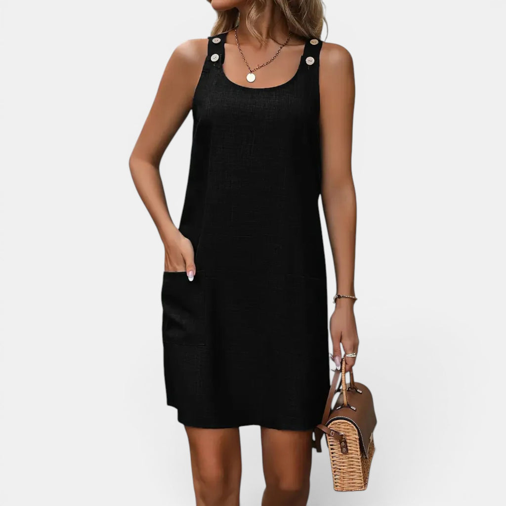 Monvaline | Women’s Sleeveless Summer Dress – Elegant Holiday Midi Dress