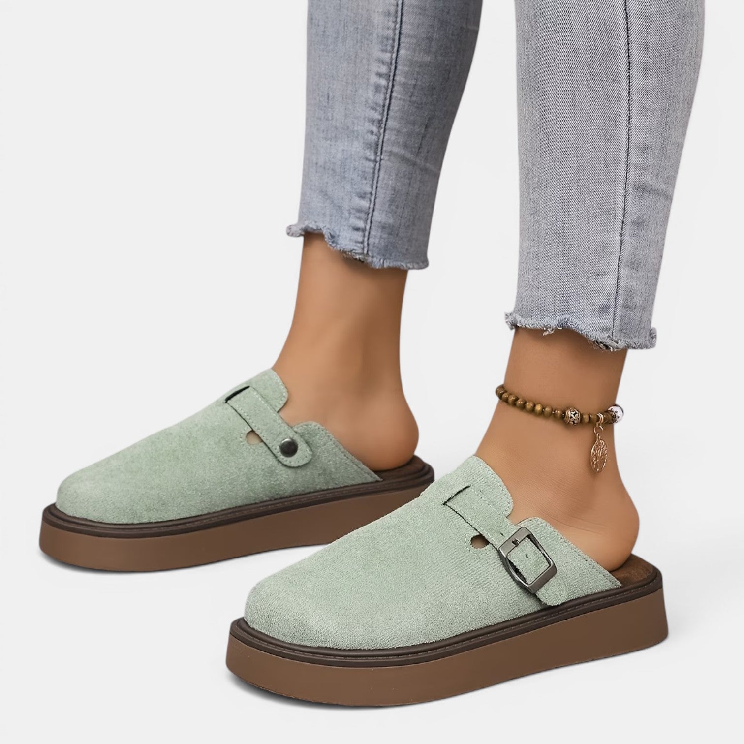 Monvaline | Women's Mule Loafers Comfortable Slip-On Casual Shoes