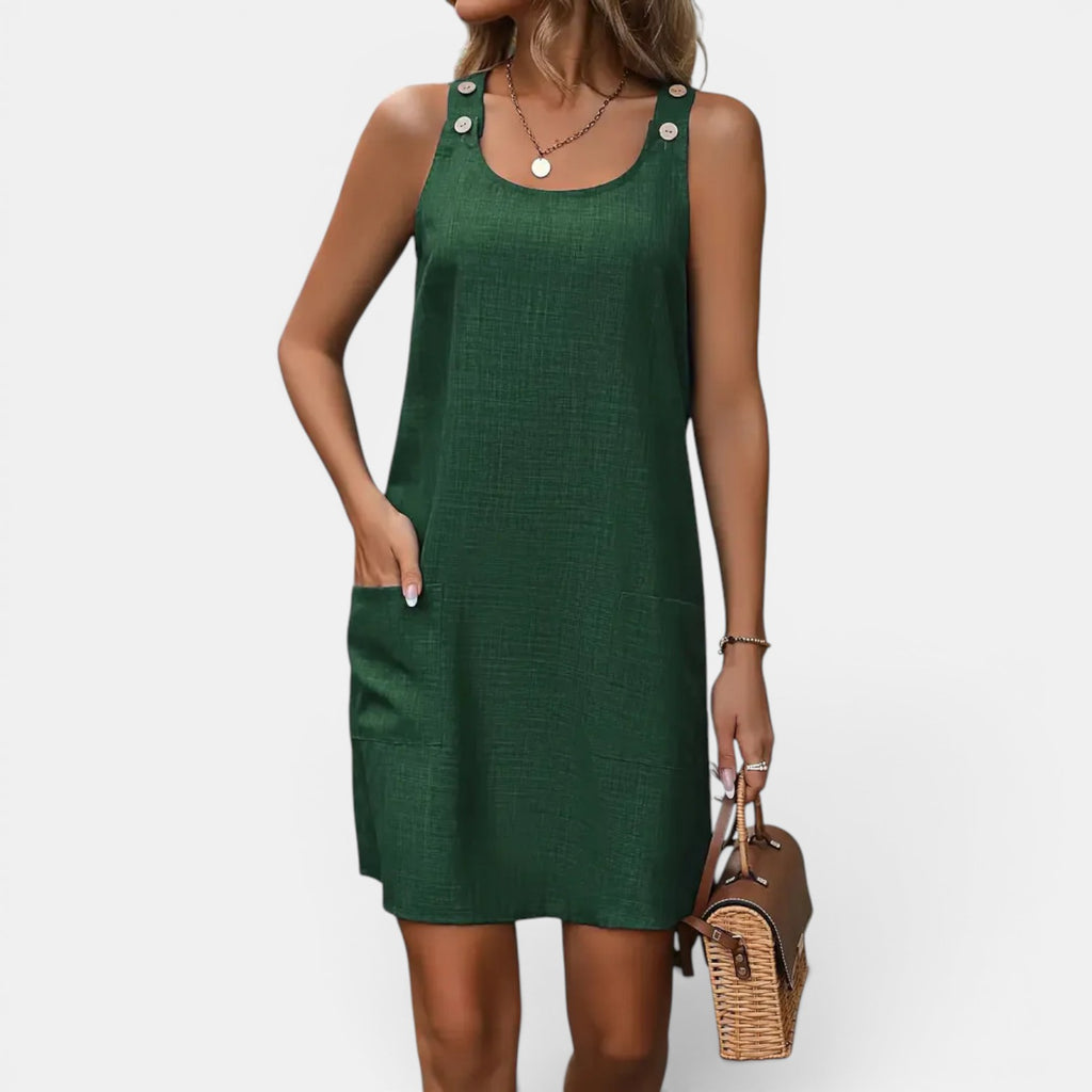 Monvaline | Women’s Sleeveless Summer Dress – Elegant Holiday Midi Dress