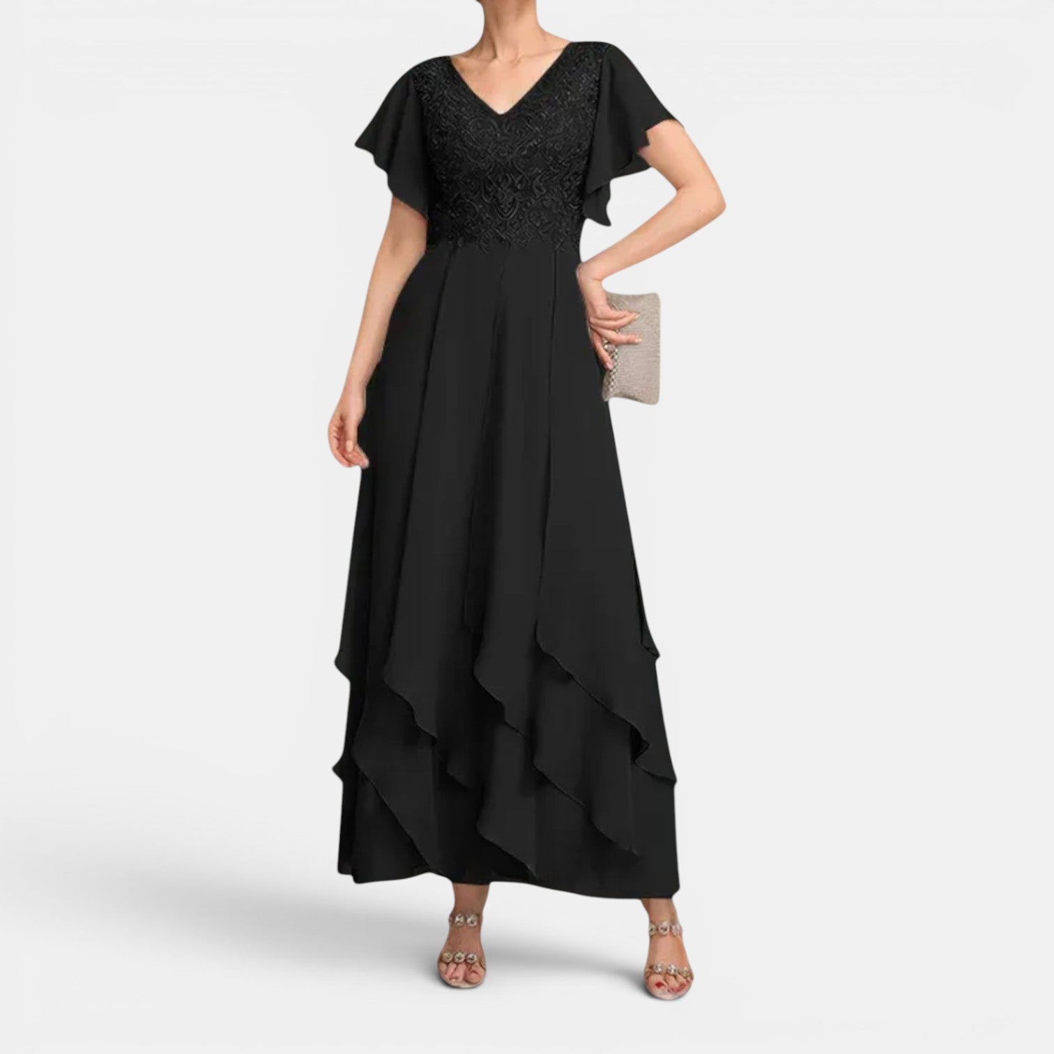 Monvaline | Women’s Lace Chiffon Occasion Dress