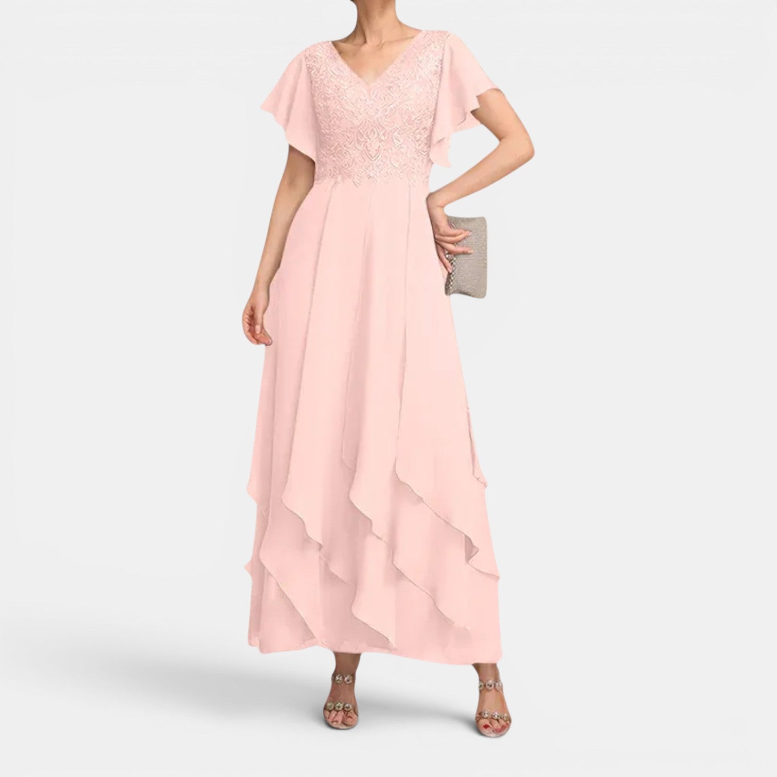 Monvaline | Women’s Lace Chiffon Occasion Dress