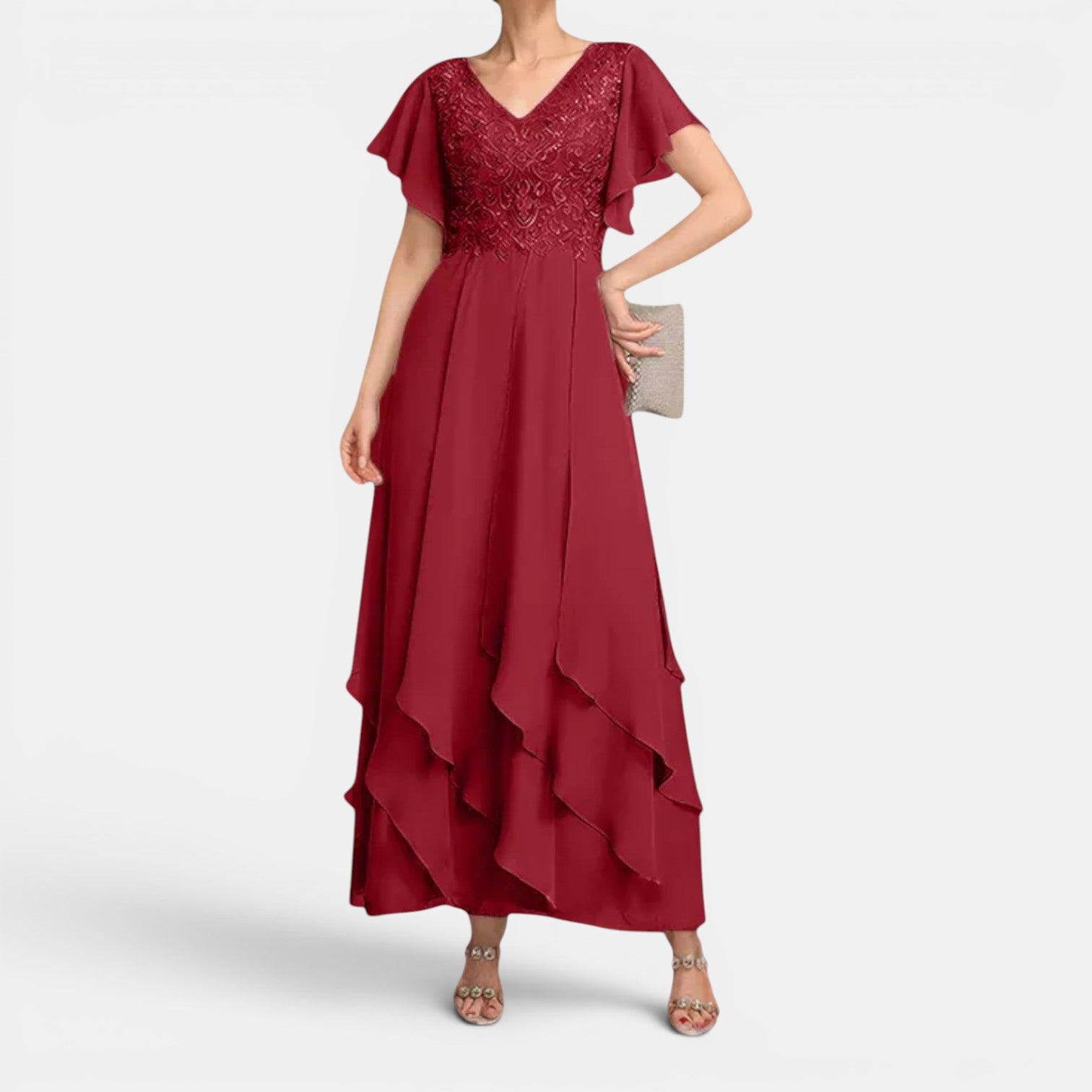 Monvaline | Women’s Lace Chiffon Occasion Dress