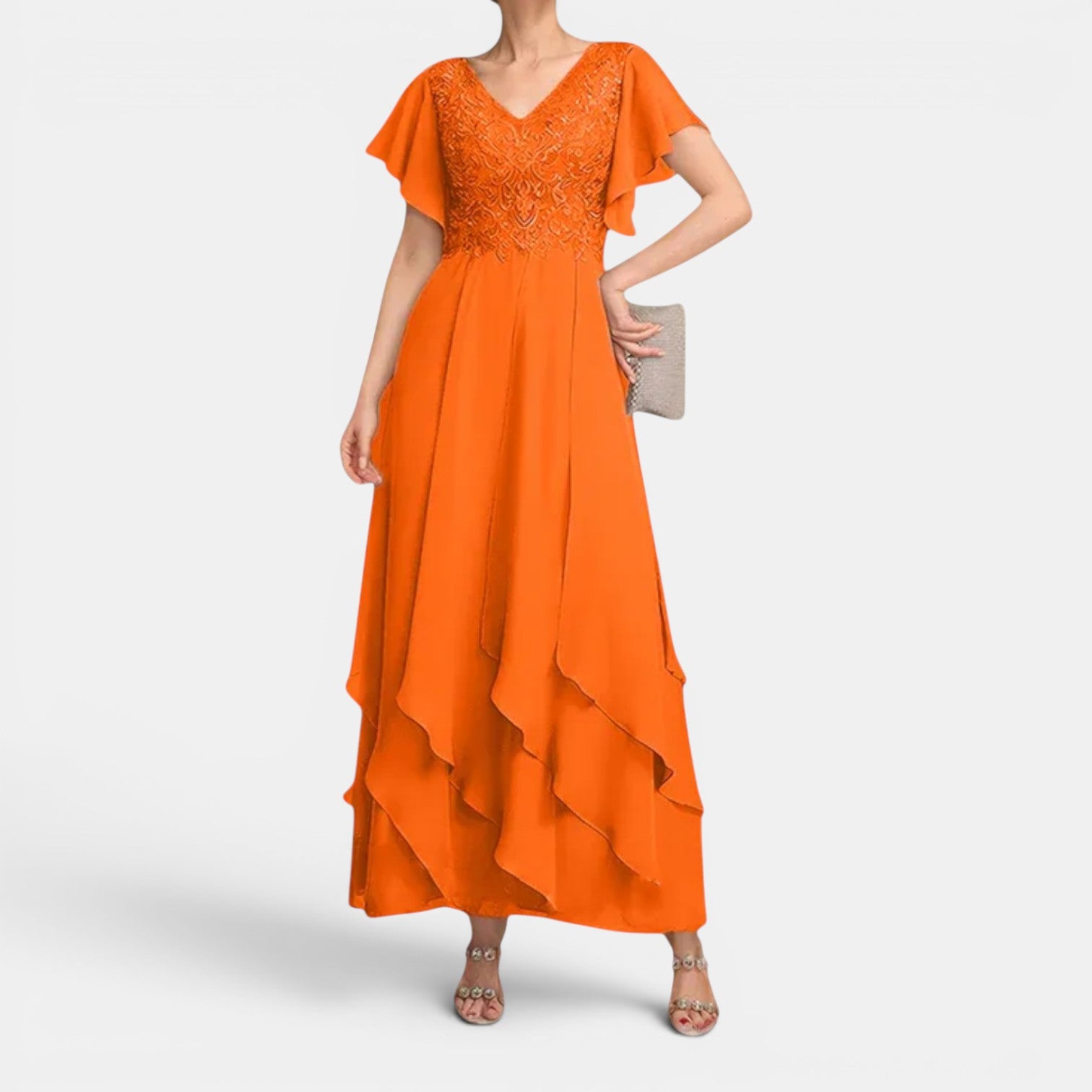 Monvaline | Women’s Lace Chiffon Occasion Dress