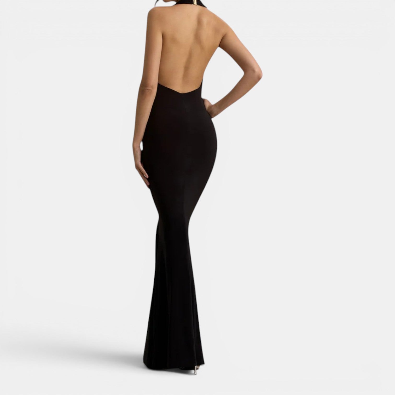 Monvaline | Women’s Backless Cowl Neck Maxi Dress