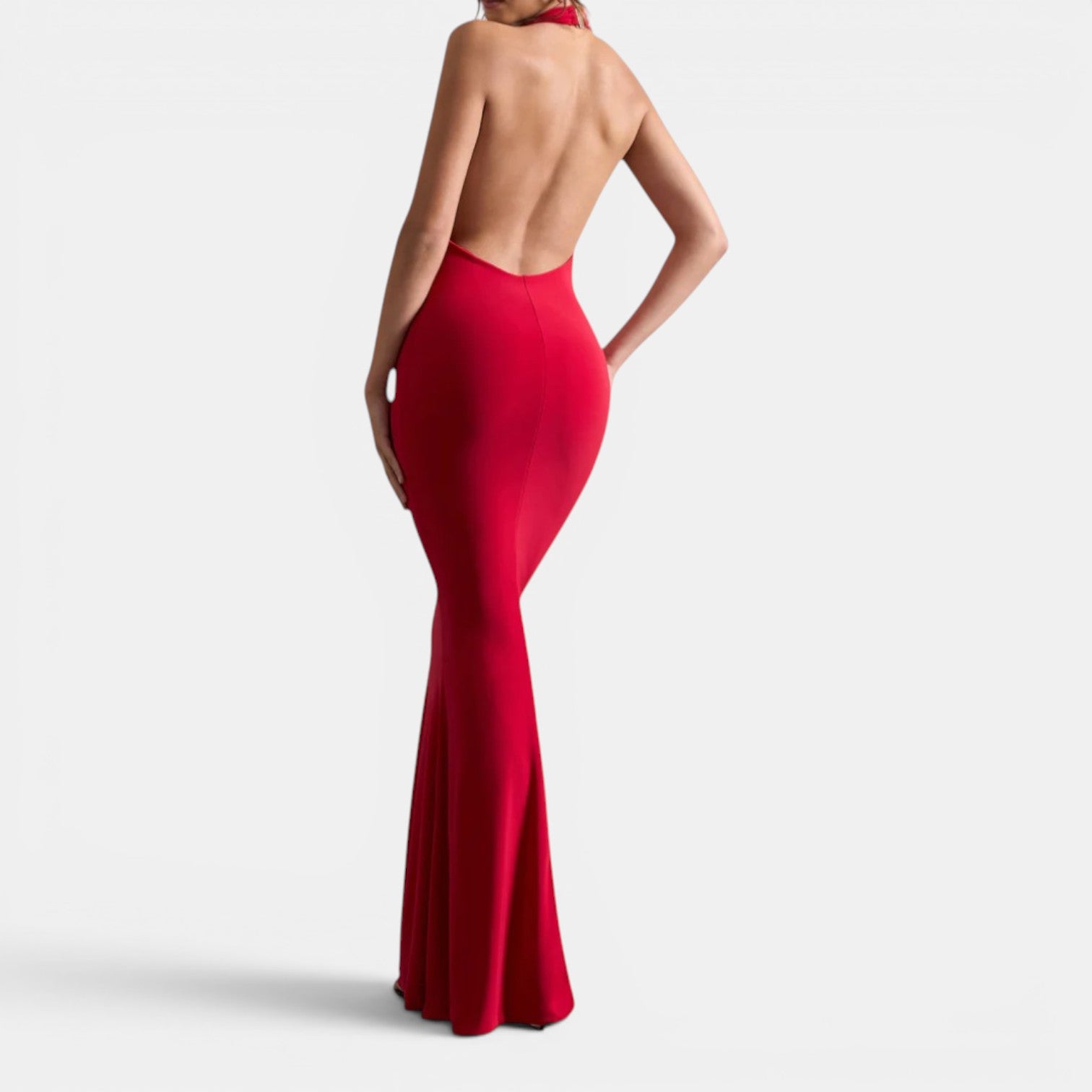 Monvaline | Women’s Backless Cowl Neck Maxi Dress