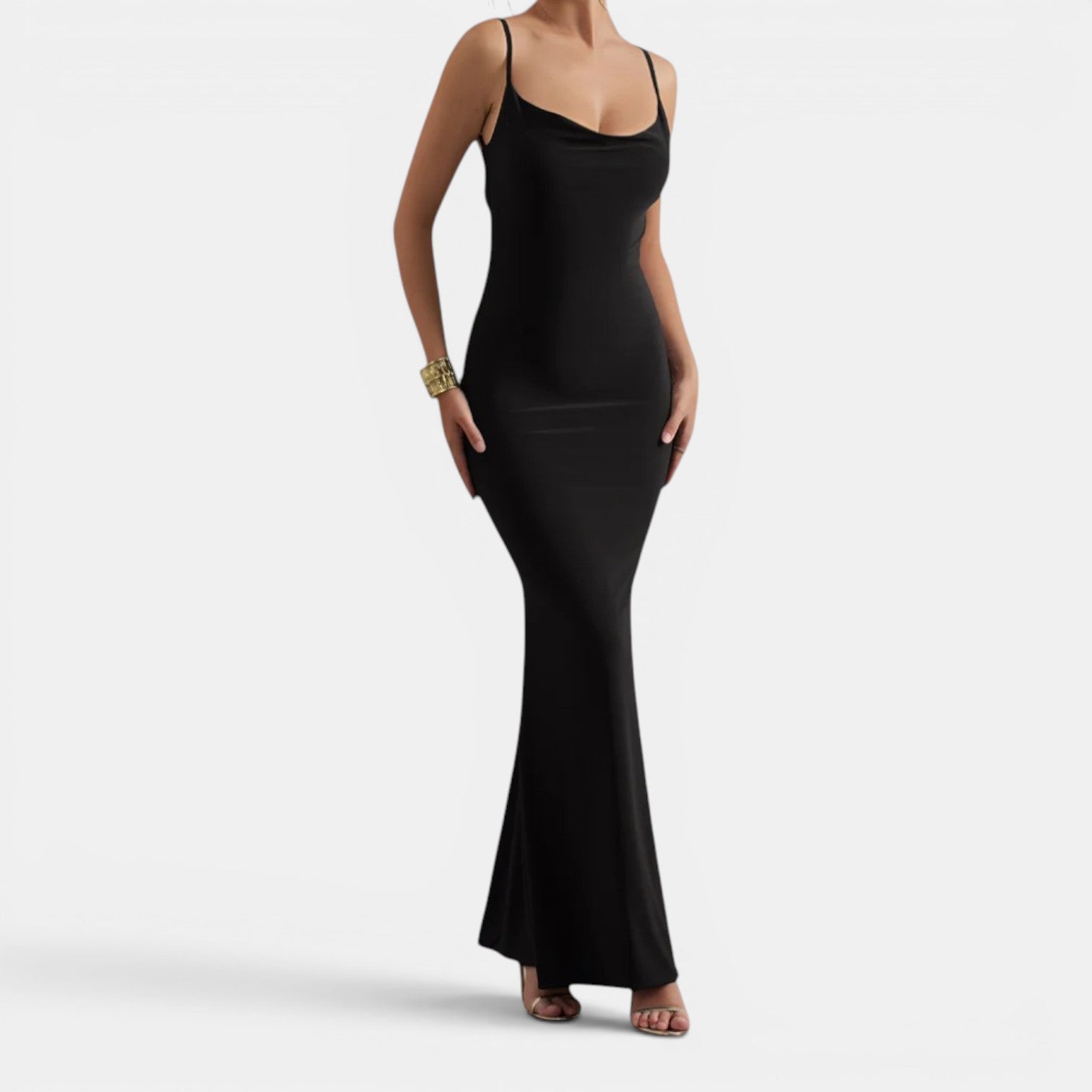Monvaline | Women’s Lace-Trim Backless Maxi Dress